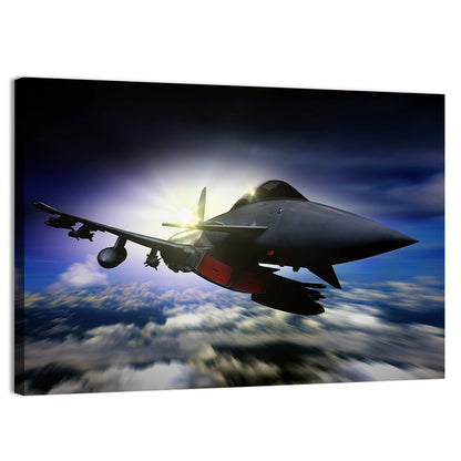 Military Jet at Sunrise Wall Art