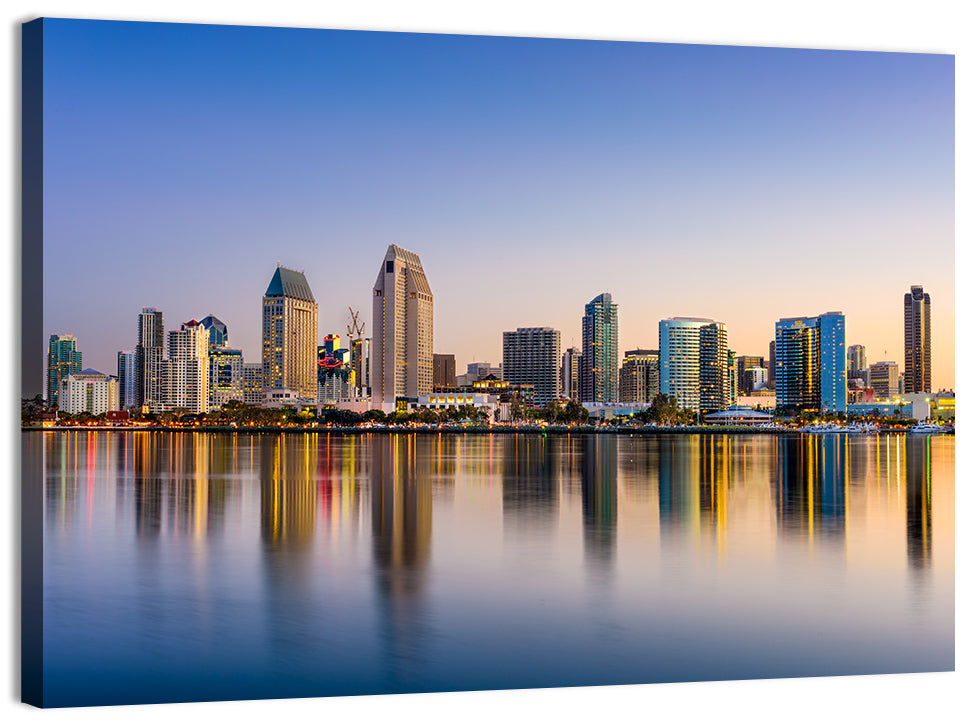 San Diego Skyline at Golden Dusk Wall Art