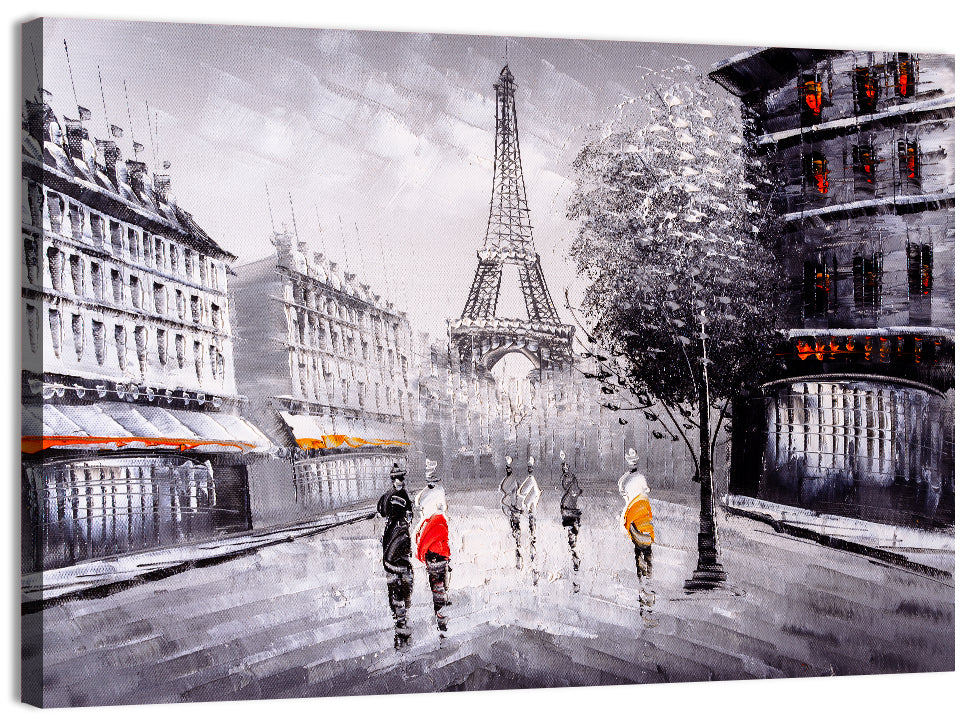 Paris Street with Eiffel Tower Wall Art