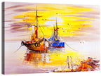 Golden Sunset Sailing Boats Wall Art