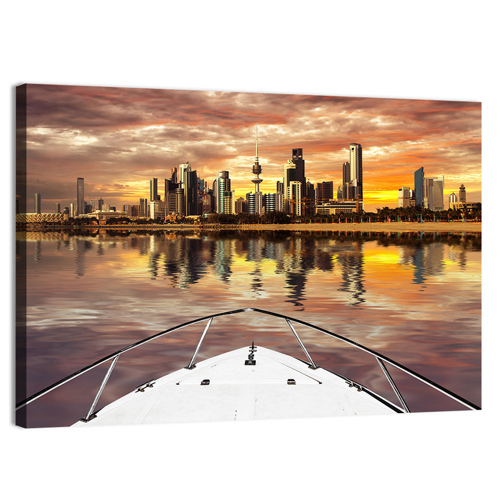 Kuwait City Skyline at Dusk Wall Art, canvas print, landscape