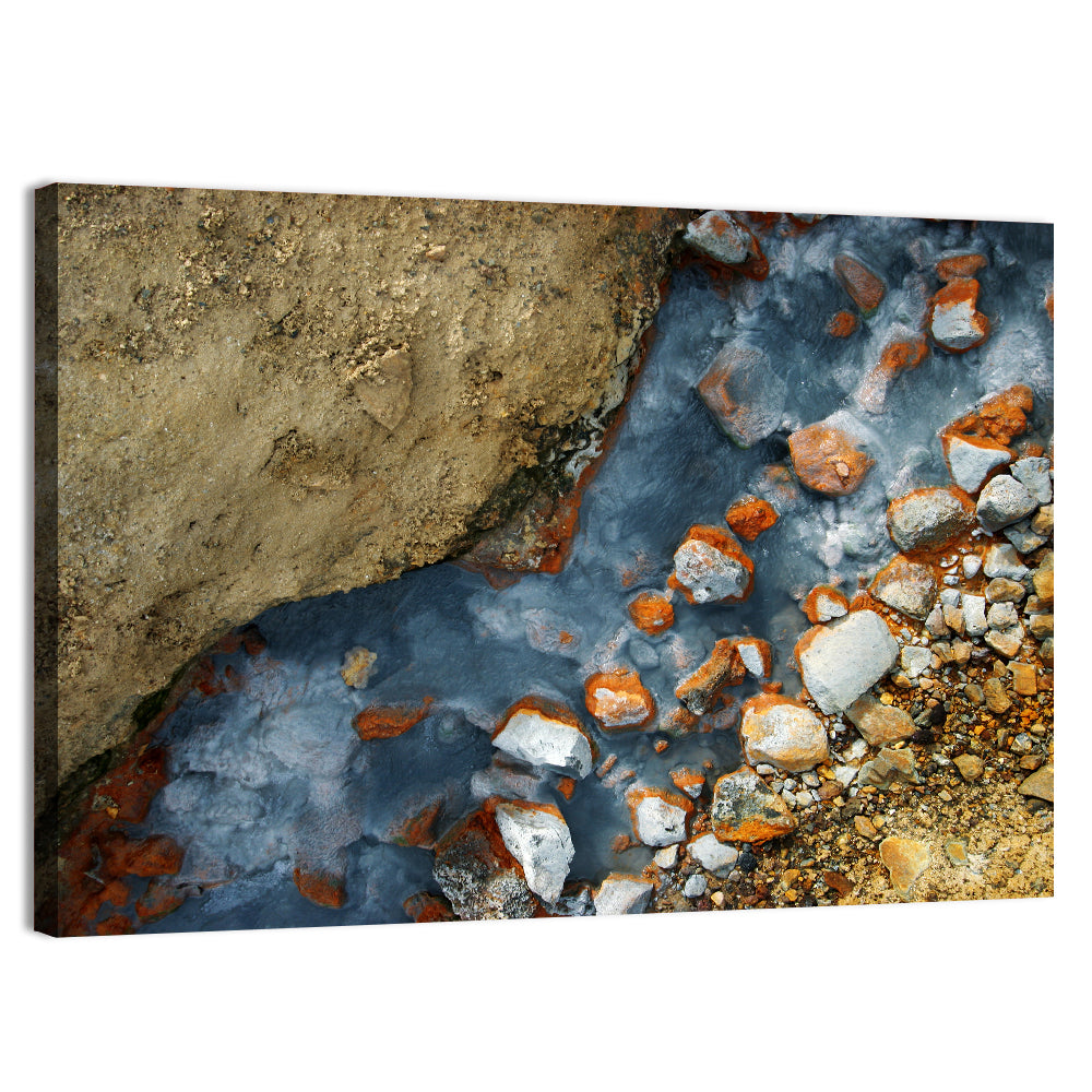 Milky Blue Geothermal Creek Wall Art, canvas print, landscape