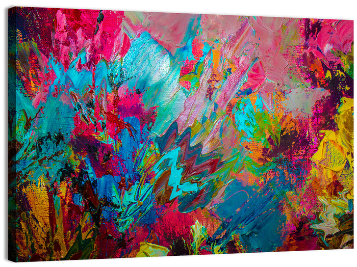 Vibrant Impasto Color Burst Abstract Wall Art as a canvas print