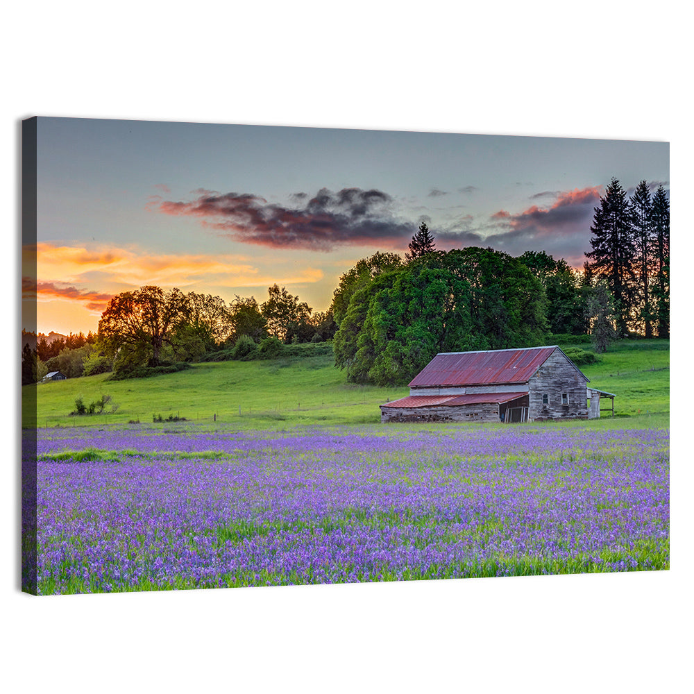 Willamette Valley Barn at Sunset Wall Art, canvas print, landscape