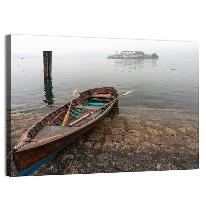 Rowboat on Lake Orta Wall Art as a canvas print