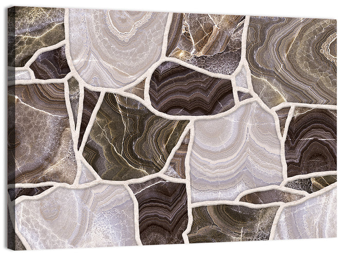 Banded Stone Mosaic Wall Art as a canvas print
