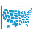 Blue Minimalist USA Map Wall Art