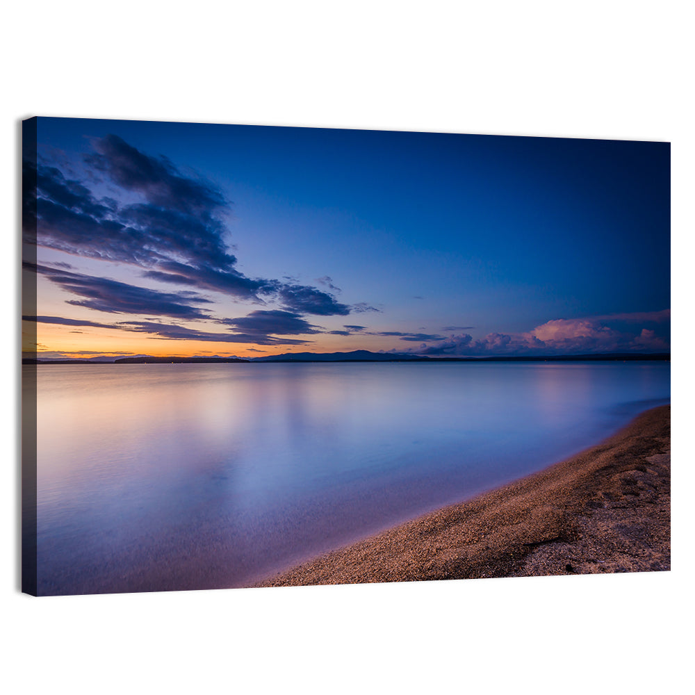 Lake Winnipesaukee Shoreline Sunset Wall Art, canvas print, landscape