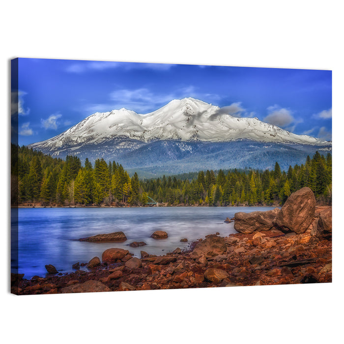 Mount Shasta Over Lake Siskiyou Wall Art as a canvas print