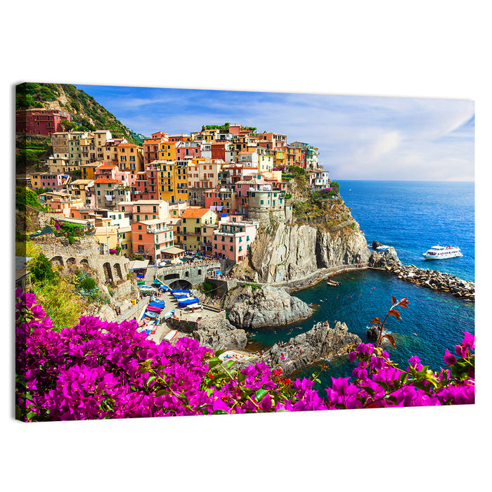 Manarola Cliffside Village Wall Art as a canvas print