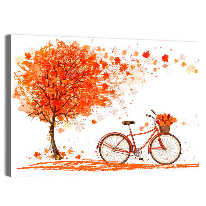 Autumn Bicycle Illustration Wall Art as a canvas print