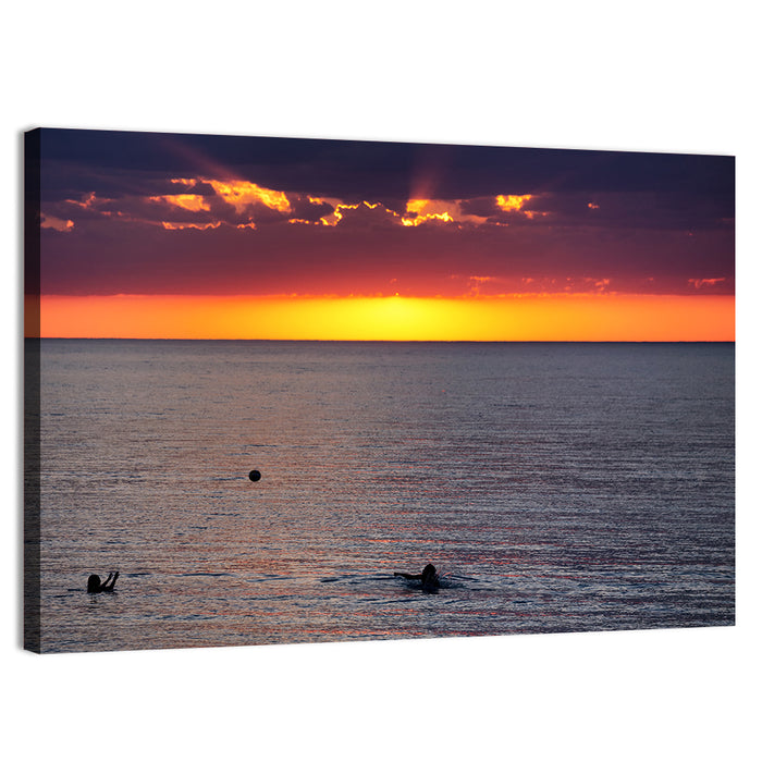 Balkhash Sunset Silhouettes Wall Art as a canvas print