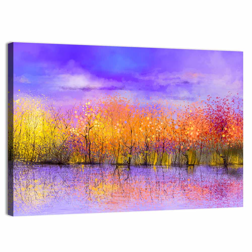 Autumn Twilight Reflection Wall Art, canvas print, landscape
