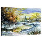 Winter River at Golden Hour Wall Art