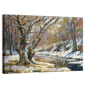 Frozen River and Winter Landscape Wall Art