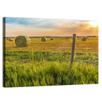 Hay Bales at Sunset Wall Art