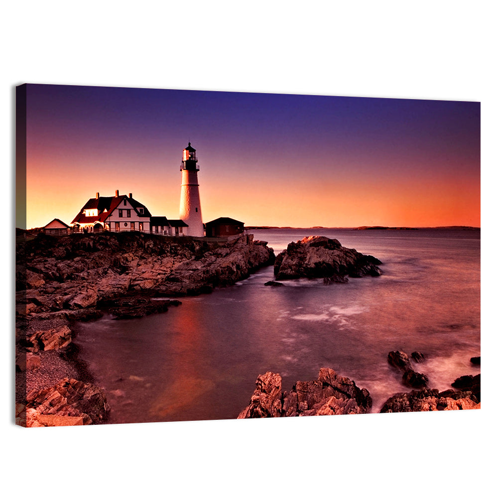 Portland Head Light at Dusk Wall Art