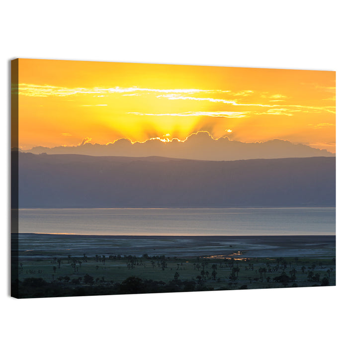 Lake Eyasi Golden Sunset Wall Art as a canvas print