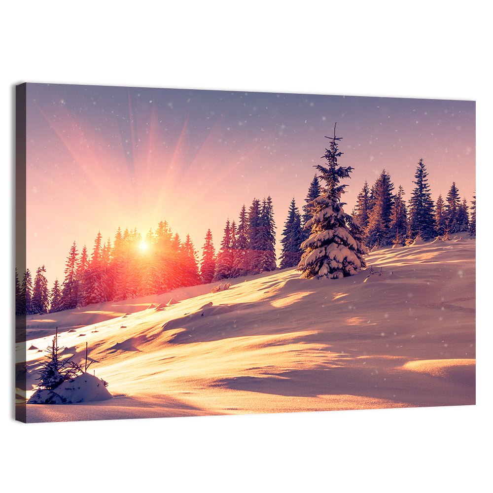 Winter Mountains Sunrise Wall Art, canvas print, landscape