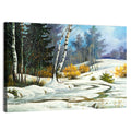 Birch Trees and Frozen Creek Landscape Wall Art