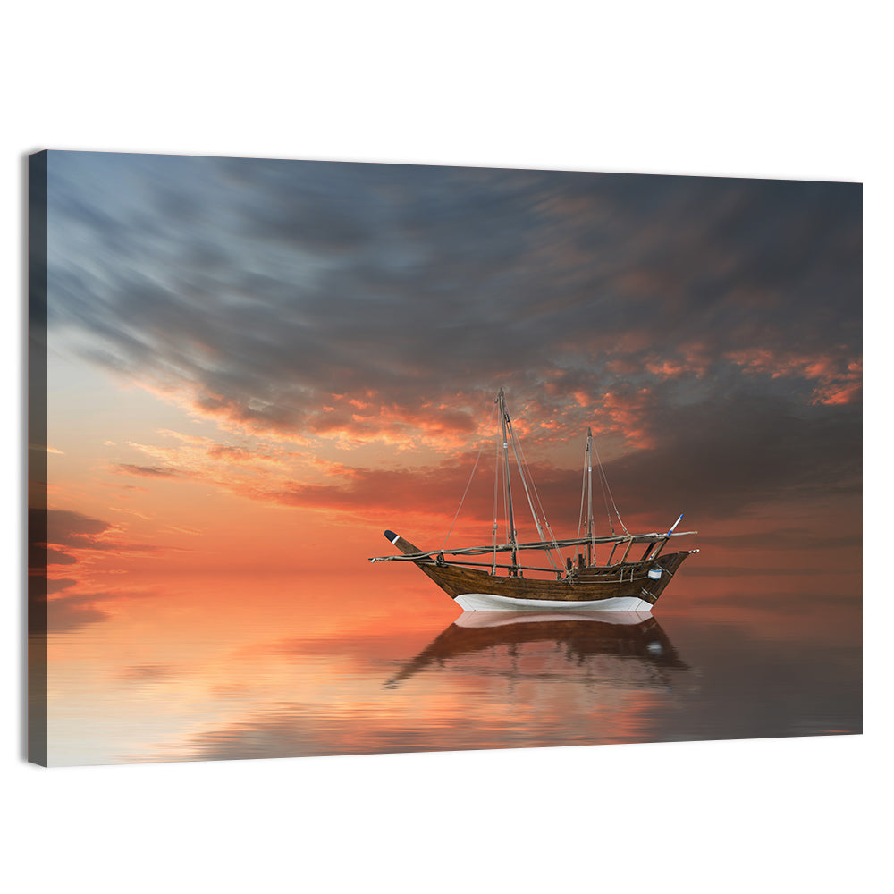Dhow at Sunset Wall Art, canvas print, landscape