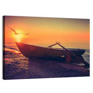 Fishing Boat Sunset Wall Art