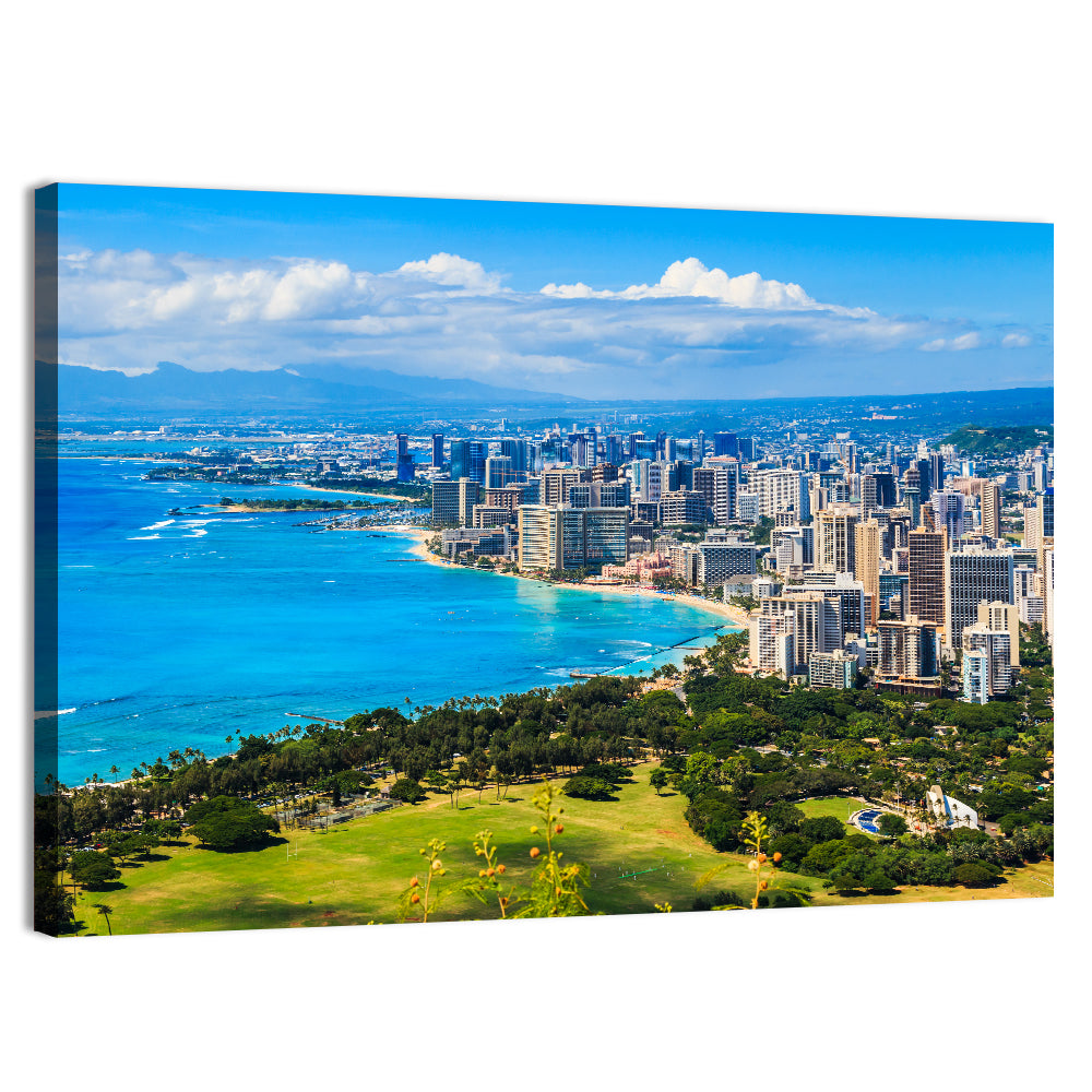 Honolulu Skyline Wall Art, canvas print, landscape
