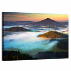 Golden Hour Foggy Hills Wall Art