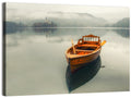 Wooden Boat on Misty Lake Bled Wall Art