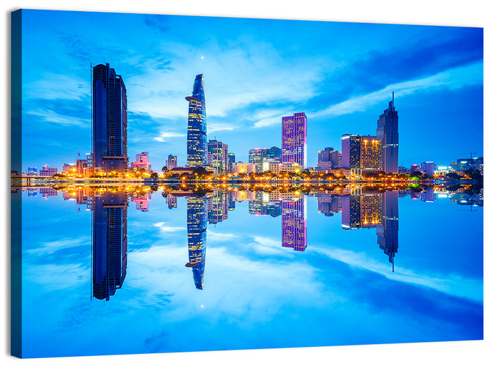 Ho Chi Minh City Skyline at Twilight Wall Art as a canvas print