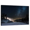 Snowy Road Under Milky Way Wall Art