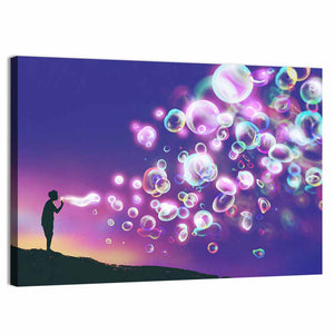 Man Blowing Soap Bubbles Wall Art