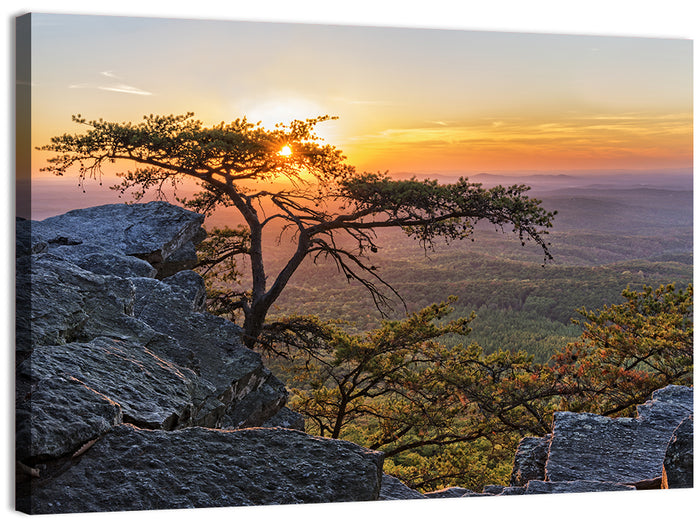 Cheaha State Park Sunset Over Pulpit Rock Wall Art as a canvas print