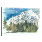 Snowy Mountain Watercolor Wall Art