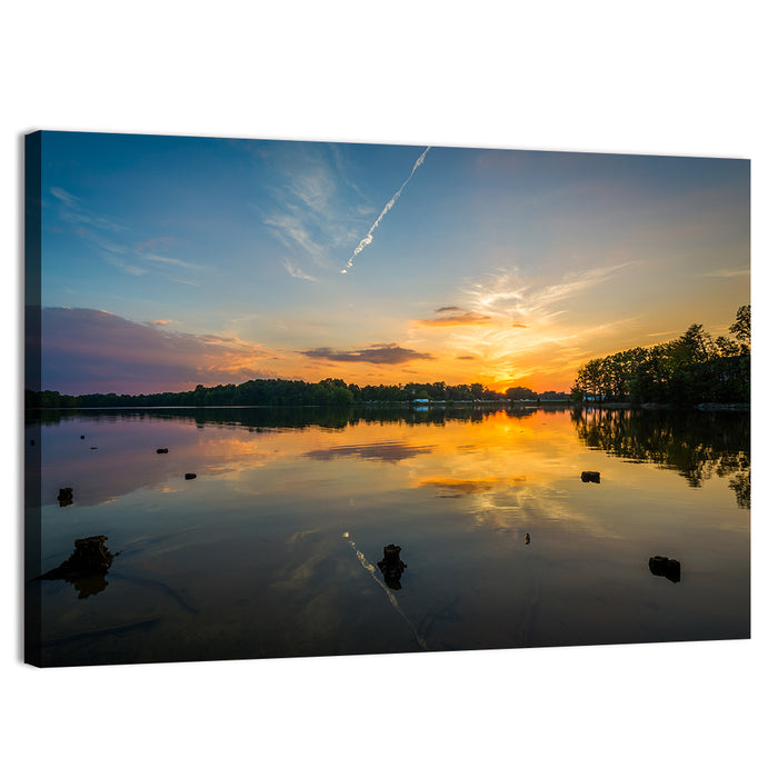 Lake Norman Sunset Reflection Wall Art as a canvas print