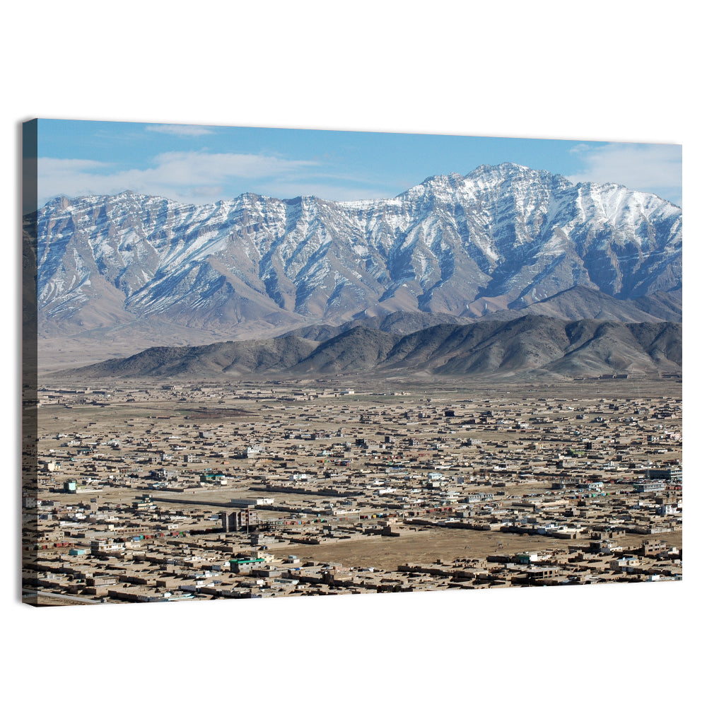 Kabul from Above with Snow-capped Mountains Wall Art