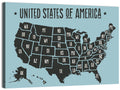 Minimalist USA Map with State Abbreviations Wall Art