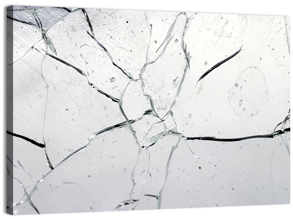 Fractured Glass Macro Study Wall Art, canvas print, landscape