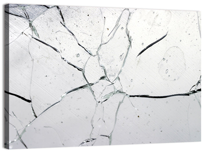 Fractured Glass Macro Study Wall Art as a canvas print