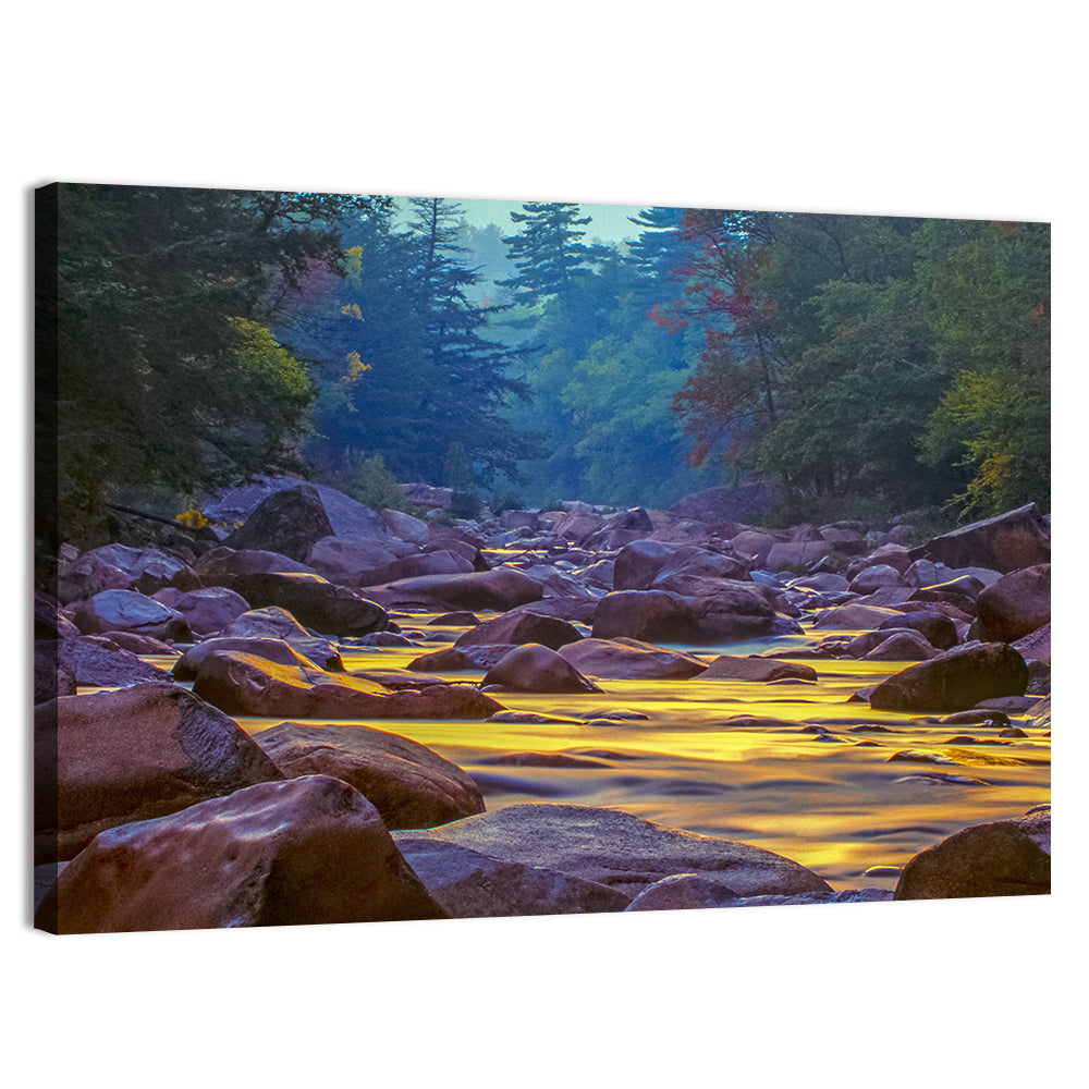 Swift River at Golden Hour, New Hampshire Wall Art, canvas print, landscape