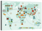 World Travel Map Illustration Wall Art