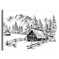 Snow-covered Mountain Cabin Wall Art