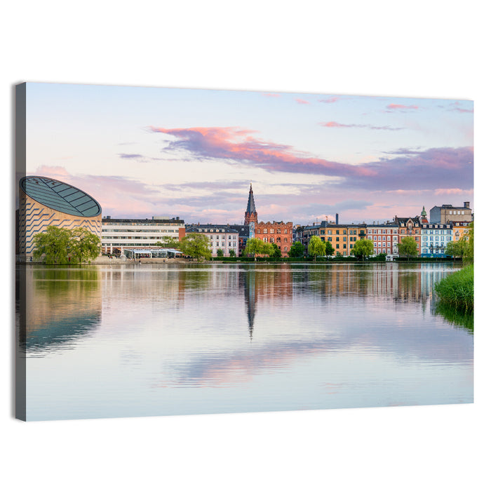Copenhagen Lake at Sunset Wall Art as a canvas print