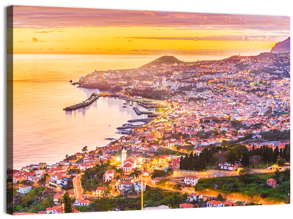 Funchal Harbor at Golden Hour Wall Art
