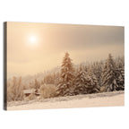 Snowy Pine Forest at Golden Hour Wall Art