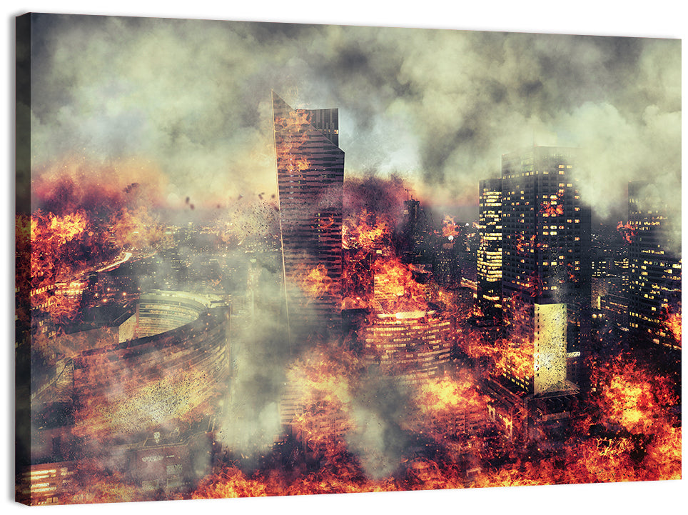 Warsaw Spire Burning City Abstract Wall Art