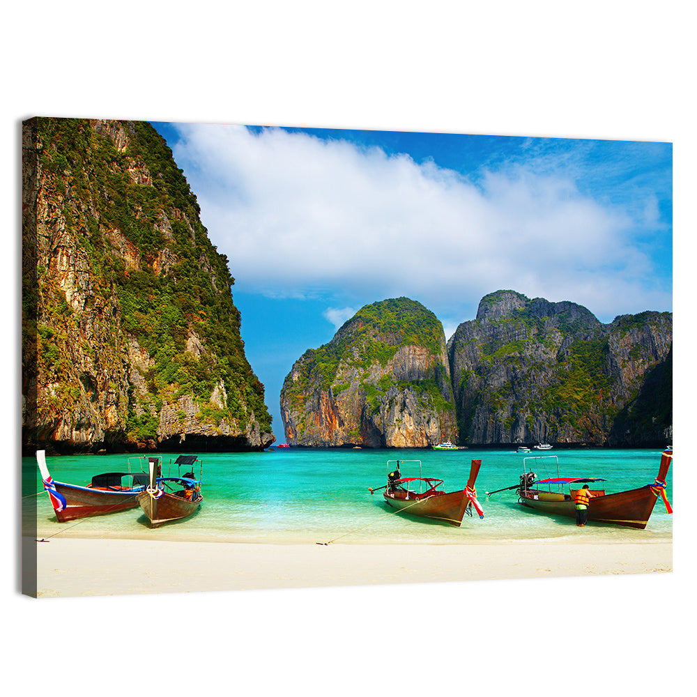 Maya Bay Long-tail Boats Wall Art