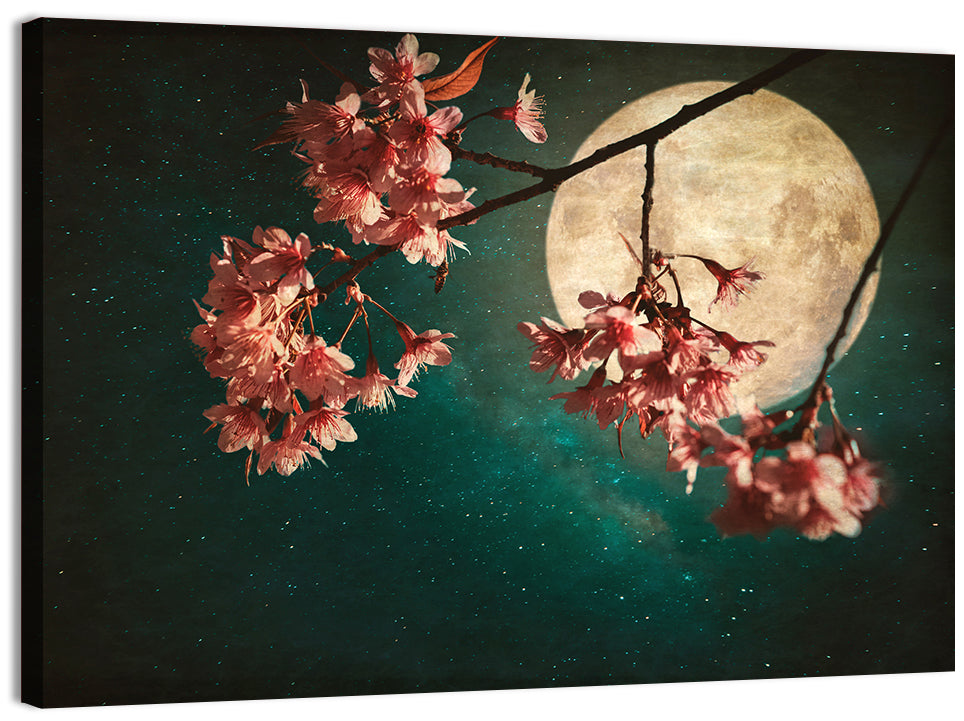 Moonlit Sakura Blossoms Wall Art