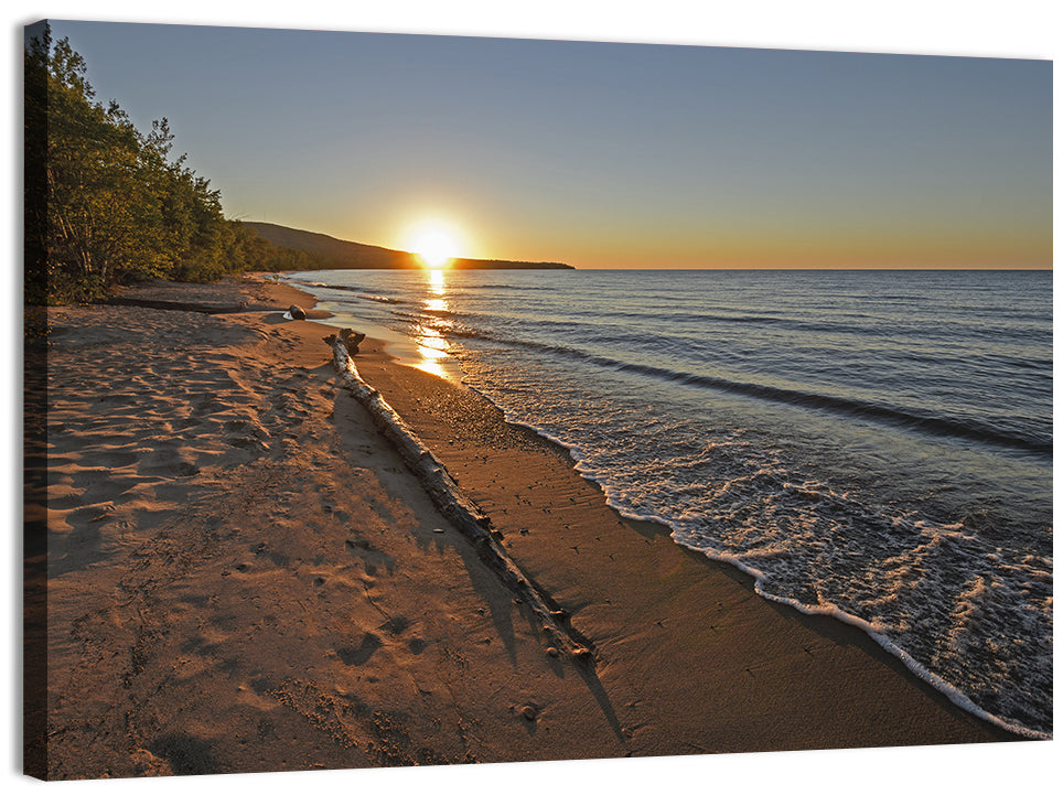 Lake Superior Driftwood Beach Sunset Wall Art