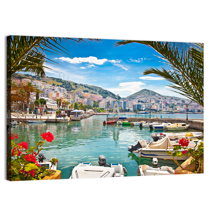 Saranda Harbor View Wall Art as a canvas print